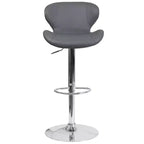 Tabouret de bar contemporain réglable en hauteur avec dossier incurvé et base chromée