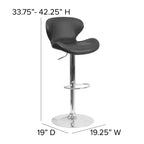Tabouret de bar contemporain réglable en hauteur avec dossier incurvé et base chromée
