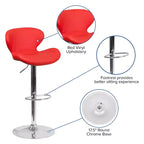 Tabouret de bar contemporain réglable en hauteur avec dossier incurvé et base chromée