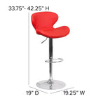 Tabouret de bar contemporain réglable en hauteur avec dossier incurvé et base chromée