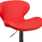 Tabouret de bar contemporain réglable en hauteur avec dossier incurvé et base chromée