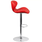Tabouret de bar contemporain réglable en hauteur avec dossier incurvé et base chromée