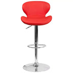 Tabouret de bar contemporain réglable en hauteur avec dossier incurvé et base chromée