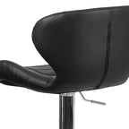 Tabouret de bar contemporain réglable en hauteur avec dossier incurvé et base chromée