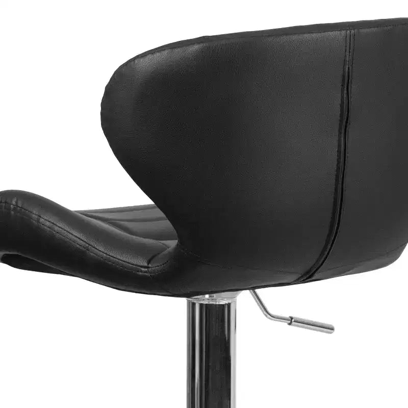 Contemporary Adjustable Height Barstool with Curved Back and Chrome Base