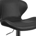 Tabouret de bar contemporain réglable en hauteur avec dossier incurvé et base chromée