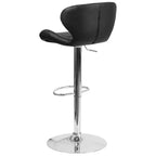 Tabouret de bar contemporain réglable en hauteur avec dossier incurvé et base chromée