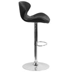 Tabouret de bar contemporain réglable en hauteur avec dossier incurvé et base chromée