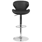 Tabouret de bar contemporain réglable en hauteur avec dossier incurvé et base chromée
