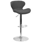 Tabouret de bar contemporain réglable en hauteur avec dossier incurvé et base chromée