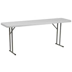 Emma and Oliver 6-Foot Rectangular White Plastic Folding Table with Locking Legs for Training or Seminars