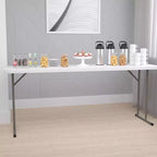 Table pliante rectangulaire en plastique blanc de 1,8 m avec pieds verrouillables pour la formation ou les séminaires