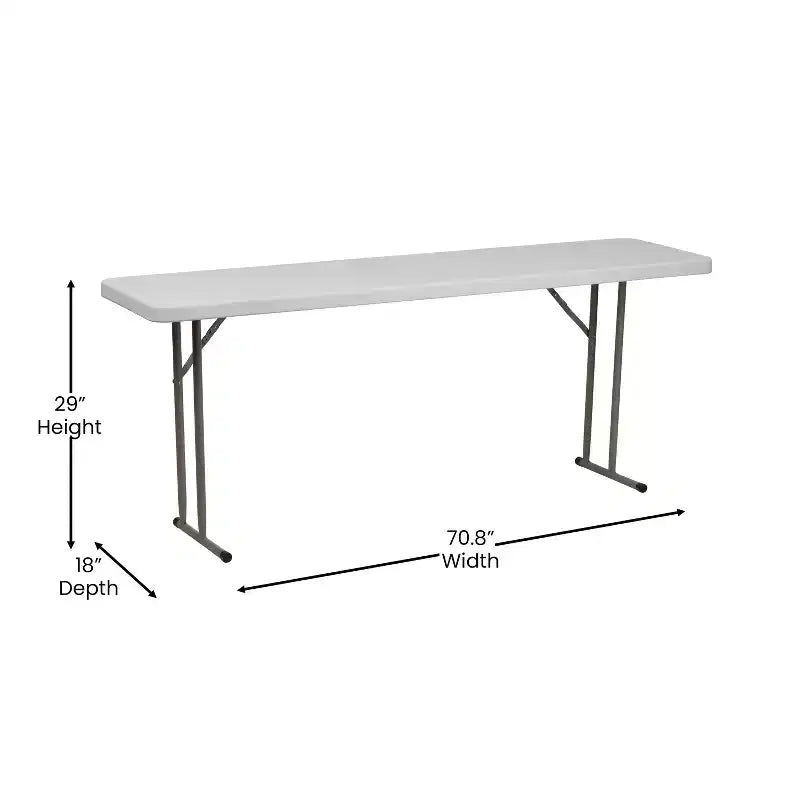 6-Foot Rectangular White Plastic Folding Table with Locking Legs for Training or Seminars