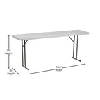 Table pliante rectangulaire en plastique blanc de 1,8 m avec pieds verrouillables pour la formation ou les séminaires