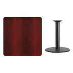 Dessus de table laminé carré de 36 po avec base de table ronde de 24 po de hauteur