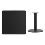 Dessus de table laminé carré de 36 po avec base de table ronde de 24 po de hauteur