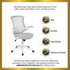 Chaise de bureau ergonomique pivotante en maille à dossier mi-haut avec accoudoirs relevables