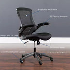 Chaise de bureau ergonomique pivotante en maille à dossier mi-haut avec accoudoirs relevables