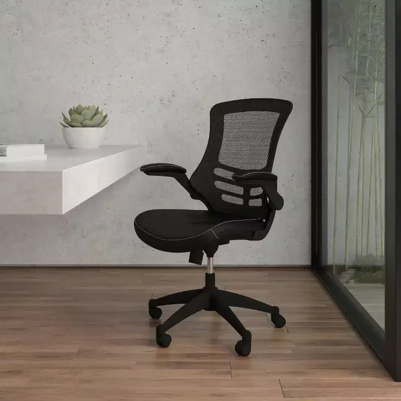 Mid-Back Mesh Swivel Ergonomic Task Office Chair with Flip-Up Arms