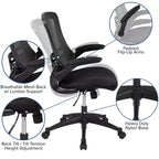 Chaise de bureau ergonomique pivotante en maille à dossier mi-haut avec accoudoirs relevables