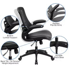 Chaise de bureau ergonomique pivotante en maille à dossier mi-haut avec accoudoirs relevables