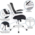 Chaise de bureau ergonomique pivotante en maille à dossier mi-haut avec accoudoirs relevables