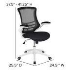 Chaise de bureau ergonomique pivotante en maille à dossier mi-haut avec accoudoirs relevables