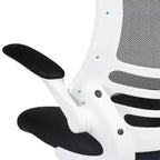 Chaise de bureau ergonomique pivotante en maille à dossier mi-haut avec accoudoirs relevables
