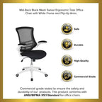 Chaise de bureau ergonomique pivotante en maille à dossier mi-haut avec accoudoirs relevables