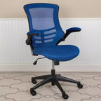 Chaise de bureau ergonomique pivotante en maille à dossier mi-haut avec accoudoirs relevables