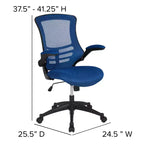 Chaise de bureau ergonomique pivotante en maille à dossier mi-haut avec accoudoirs relevables