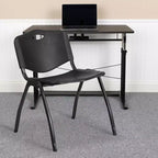 Chaise d'appoint de bureau empilable en plastique noir, capacité de 880 lb