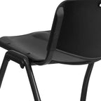 Chaise d'appoint de bureau empilable en plastique noir, capacité de 880 lb
