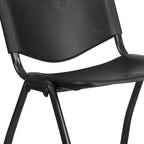 Chaise d'appoint de bureau empilable en plastique noir, capacité de 880 lb