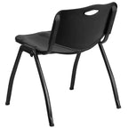 Chaise d'appoint de bureau empilable en plastique noir, capacité de 880 lb