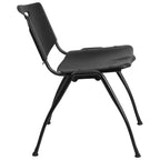 Chaise d'appoint de bureau empilable en plastique noir, capacité de 880 lb