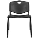 Chaise d'appoint de bureau empilable en plastique noir, capacité de 880 lb