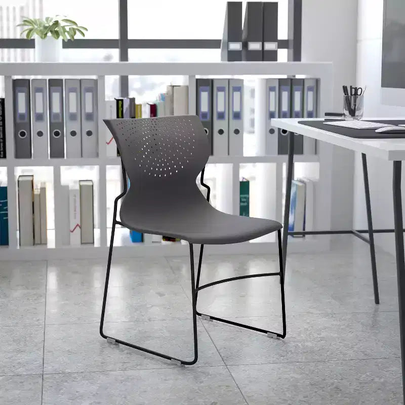 Home and Office Stack Chair with Lumbar Support and Metal Frame - Guest Chair