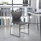 Chaise empilable pour la maison et le bureau avec support lombaire et cadre en métal - Chaise d'appoint