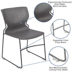 Chaise empilable pour la maison et le bureau avec support lombaire et cadre en métal - Chaise d'appoint
