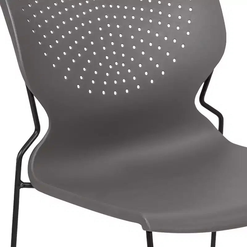Home and Office Stack Chair with Lumbar Support and Metal Frame - Guest Chair