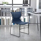 Chaise empilable pour la maison et le bureau avec support lombaire et cadre en métal - Chaise d'appoint