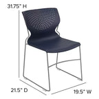 Chaise empilable pour la maison et le bureau avec support lombaire et cadre en métal - Chaise d'appoint