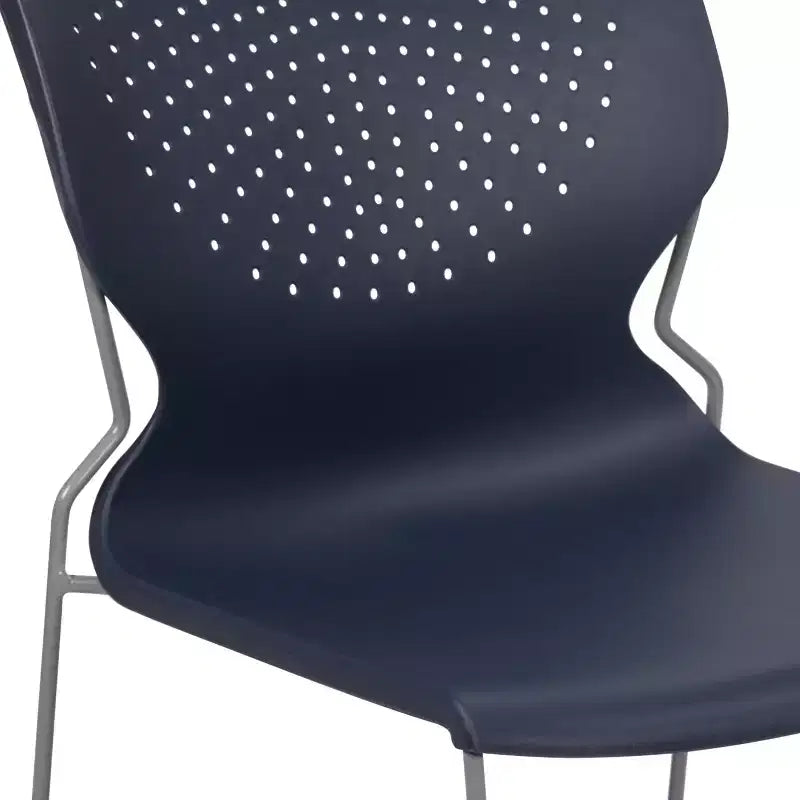 Home and Office Stack Chair with Lumbar Support and Metal Frame - Guest Chair