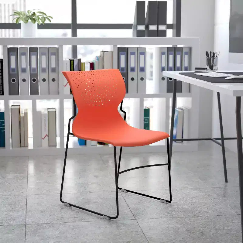 Home and Office Stack Chair with Lumbar Support and Metal Frame - Guest Chair