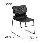 Chaise empilable pour la maison et le bureau avec support lombaire et cadre en métal - Chaise d'appoint
