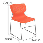 Chaise empilable pour la maison et le bureau avec support lombaire et cadre en métal - Chaise d'appoint