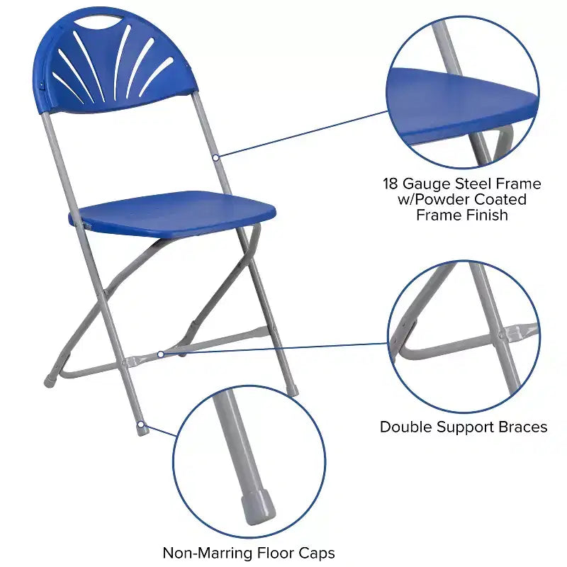 Wedding Party Event Fan Back Plastic Folding Chair Home Office