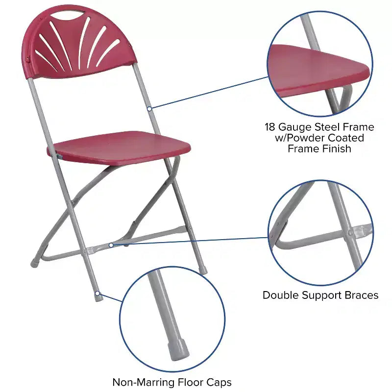 Wedding Party Event Fan Back Plastic Folding Chair Home Office