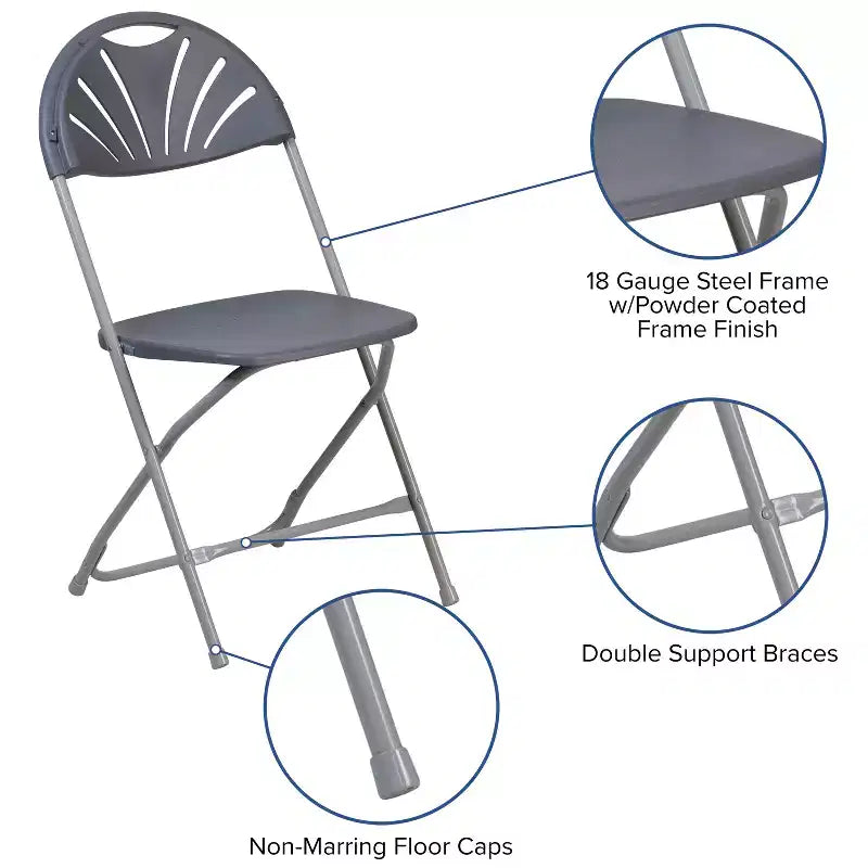 Wedding Party Event Fan Back Plastic Folding Chair Home Office
